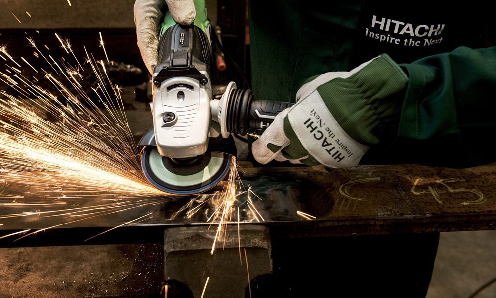 sparks coming off a angle grinder