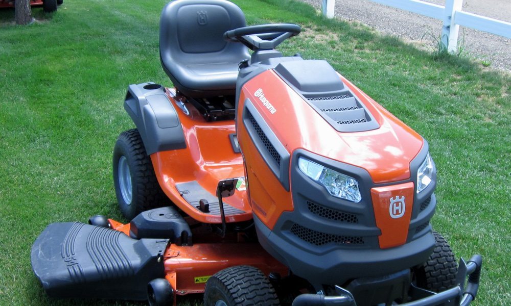 husqvarna riding lawn mower on grass