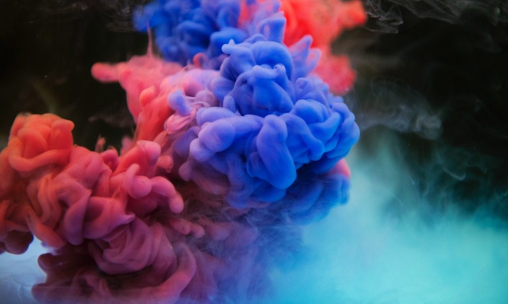 blue and red paint cloud