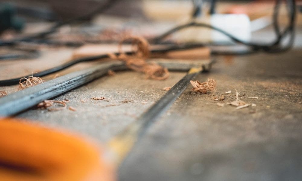 A hacksaw on a work table 