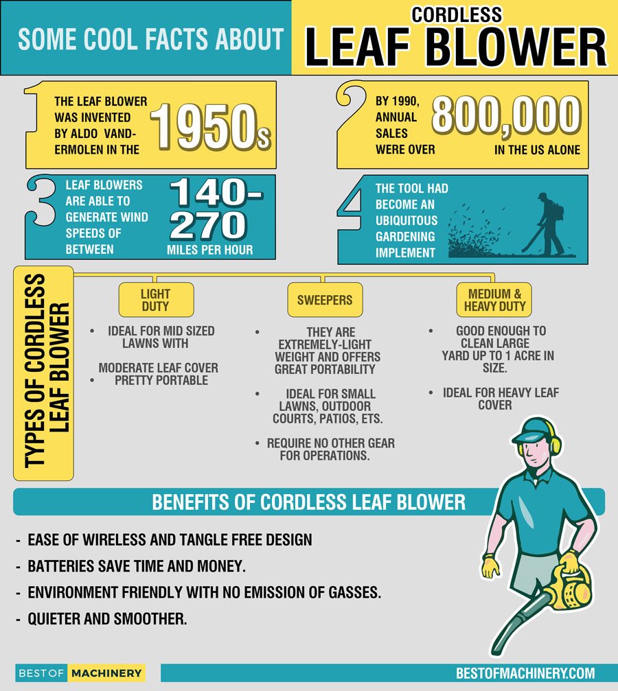 Infographic about Cordless Leaf Blowers with Facts and Figures