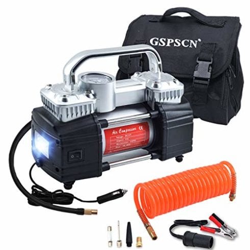 GSPSCN Silver Dual Cylinder 12V Air Compressor Pump