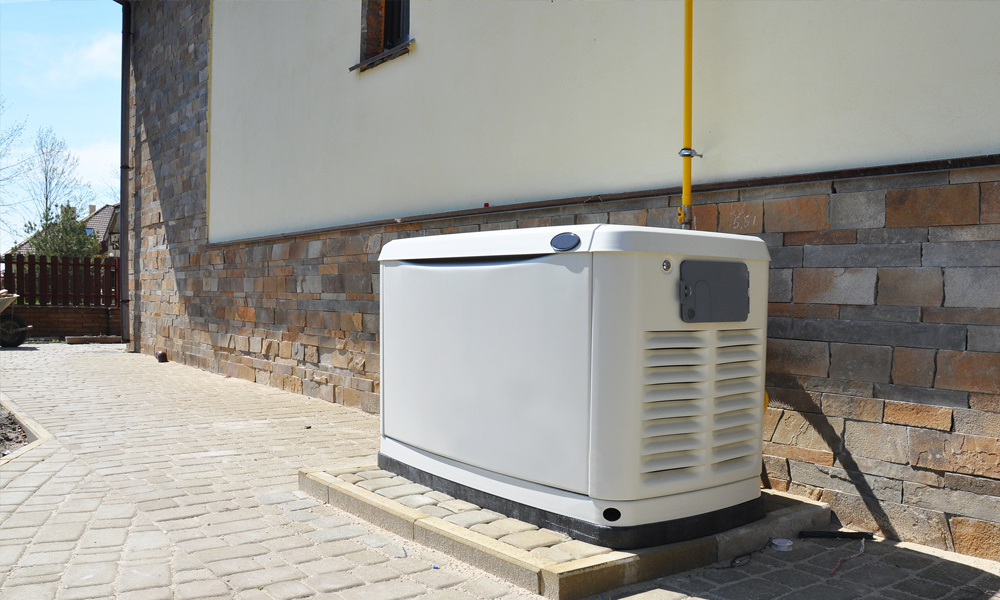 A large generator outside a house