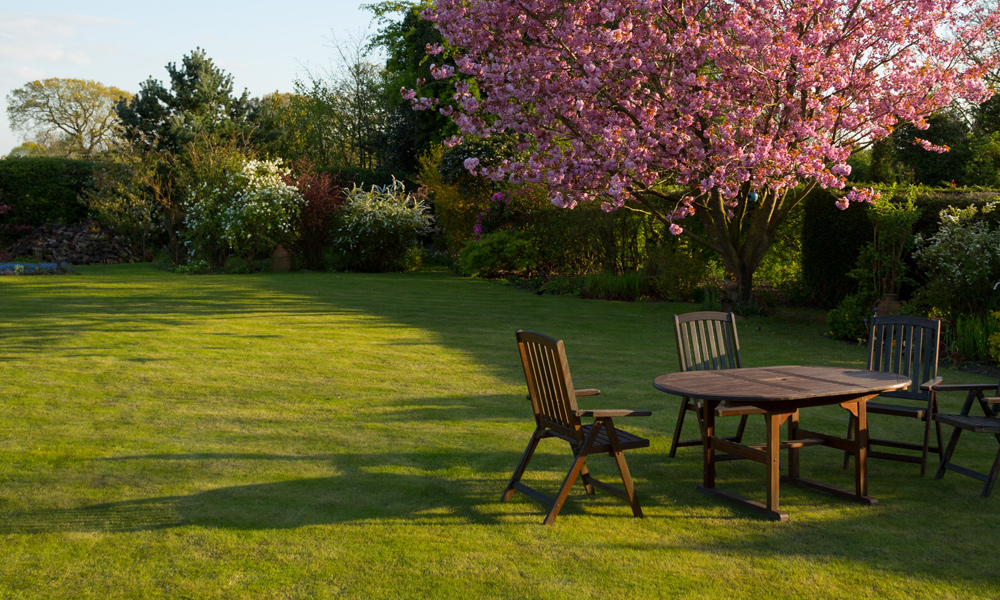 garden furniture in a garden