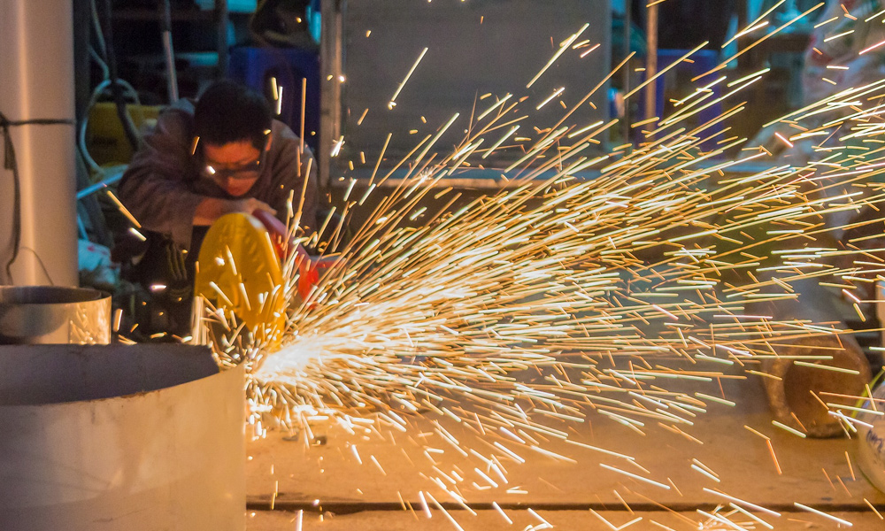 sparks coming off a chop saw