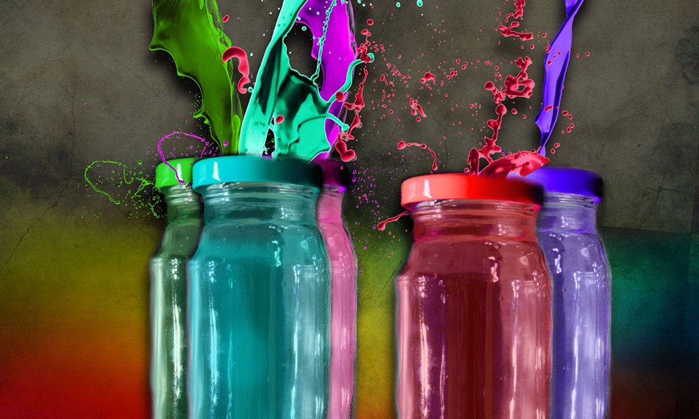 different color jars