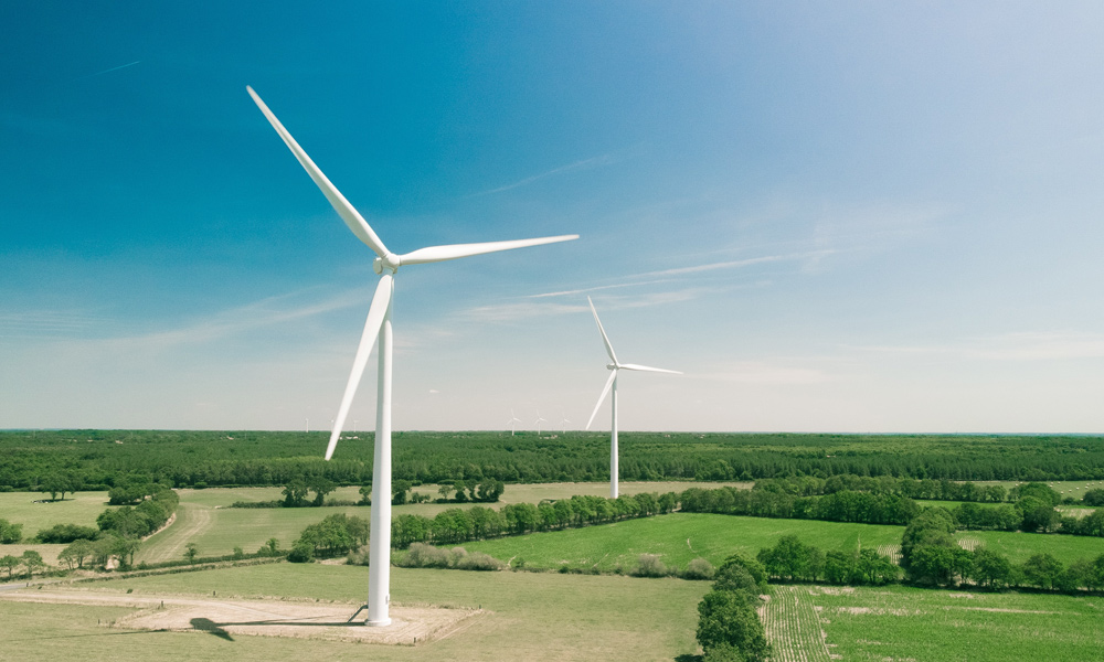 two wind turbines