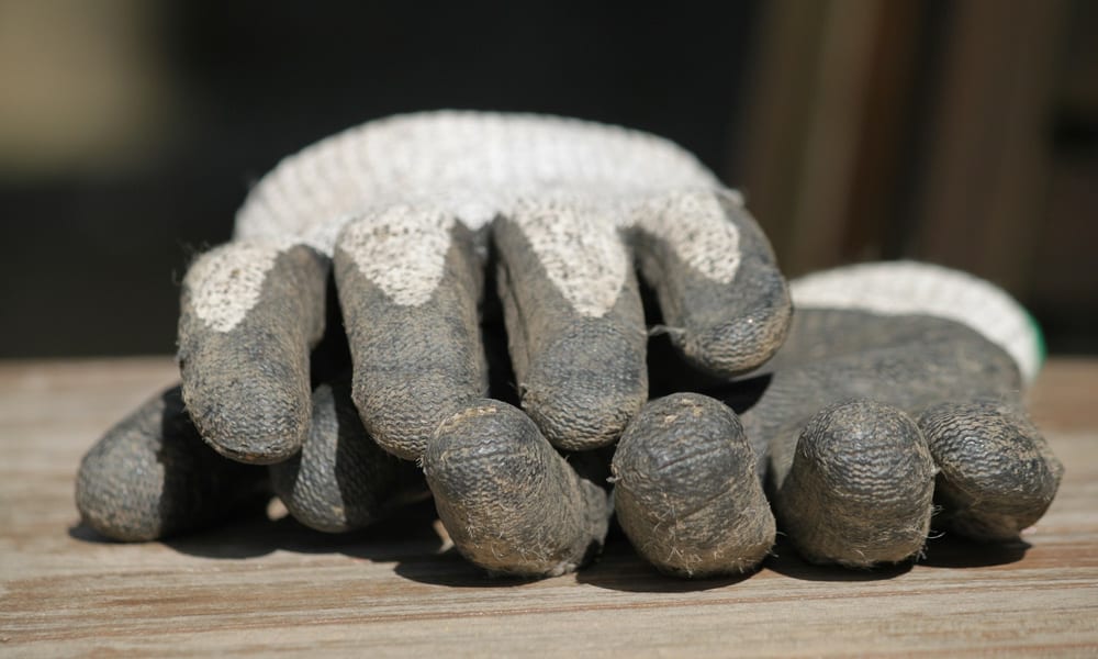 work gloves resting on a table